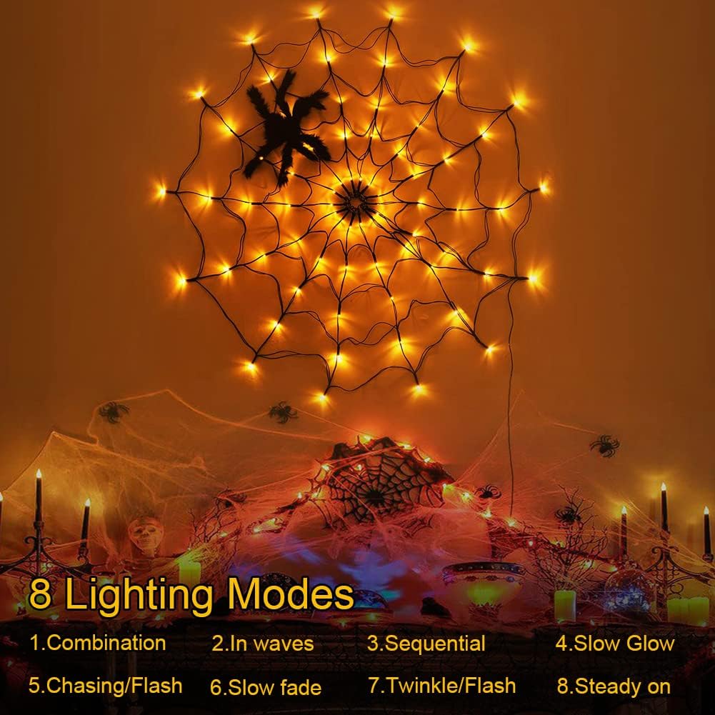 Halloween Decorations Spider Web Lights - 4FT
