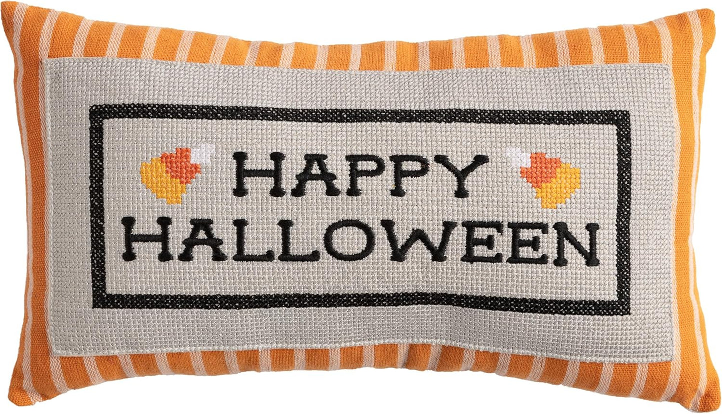 Mud Pie Embroidered Halloween Pillow, Orange