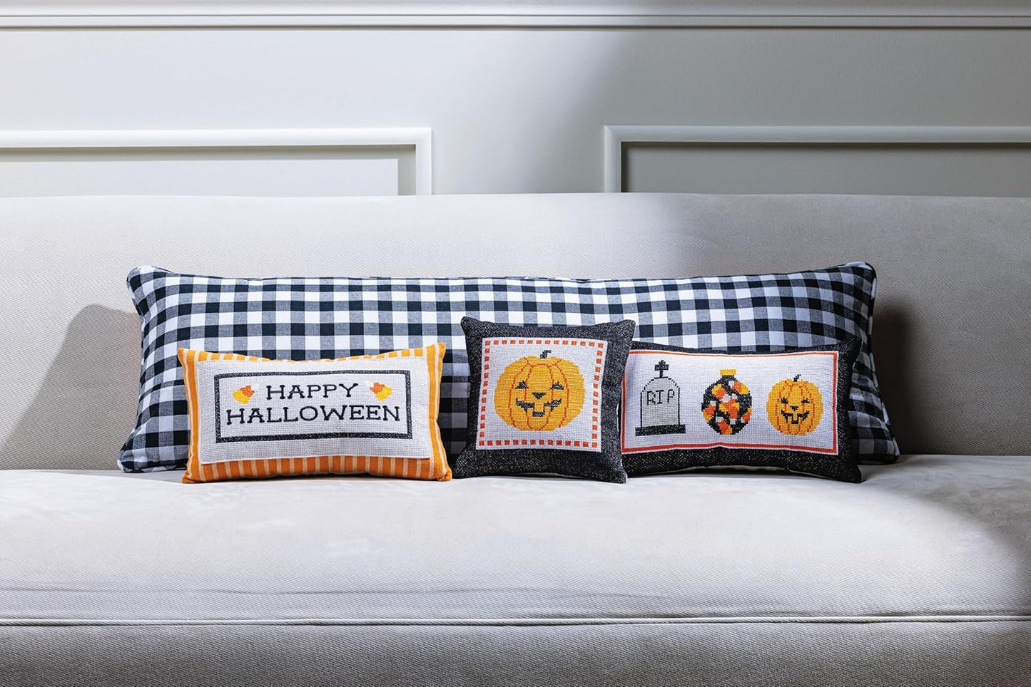 Mud Pie Embroidered Halloween Pillow, Orange